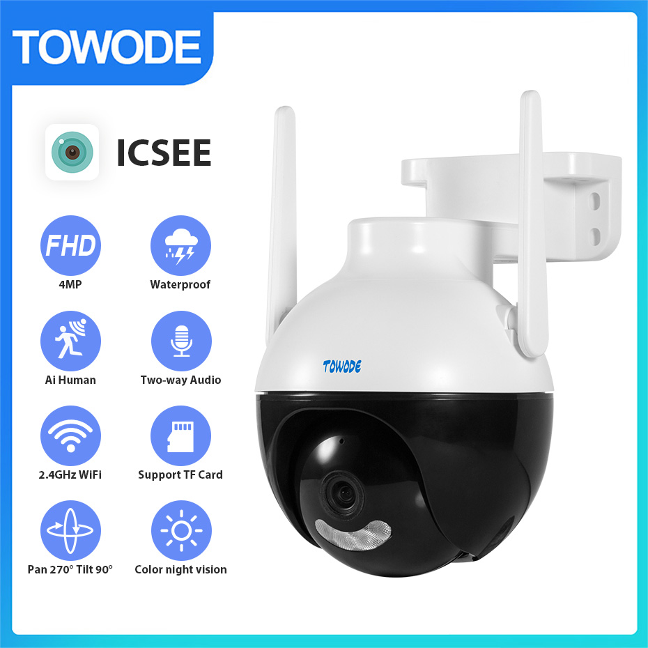KERUI HD 1080P Wifi IP Camera Home Security Outdoor PTZ Surveillance Cameras Full Color Night Vision Motion Detection Alarm