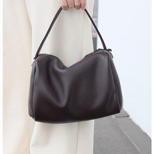 Korean Simple Retro Pillow Soft Leather Portable Bag