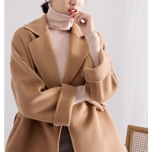 Korean 100% Wool Coat Female Jacket Elegant Spring Autumn Fashion Clothes Coats and Jackets Women Overcoat Abrigo Mujer 8805 KJ