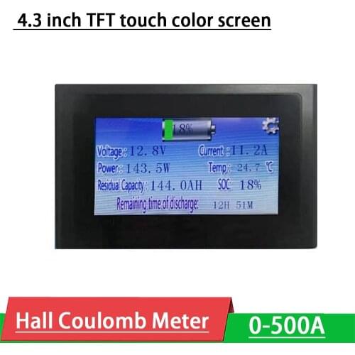 Hall Coulomb Meter coulometer DC 8-120V 200A 300A 500A 4.3" Display RV Lithium Battery Digital Capacity Voltage Current Power