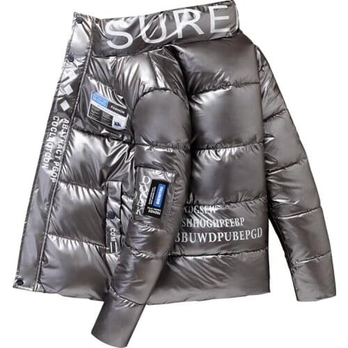 2021 New Bright Color Down Cotton Jacket Winter Men Solid Color Jacket Casual Parka Coat Warm Stand-up Collar Jacket