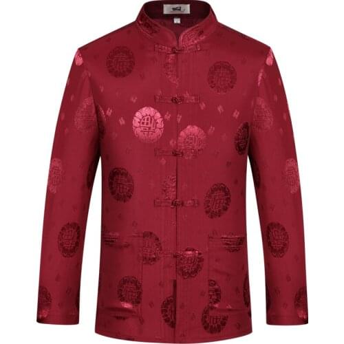 2020 New Chinese Tang Men Suit Coat Clothing Kung Fu Tai Chi Uniform Dragon Traditional Long Sleeves Shirt Easy Comfortable