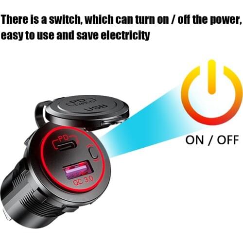 2021 New Dual USB Charger 3.0 PD USB Outlet USB Charger Socket Kit for Car Boat Marine Motorcycle ATV Truck SUV