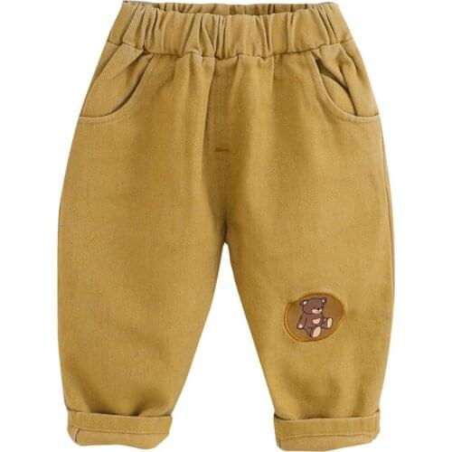 Baby Boy Pants Toddler Bear Print Trouser Kids Cotton Elastic Waist Pants Newborn Girl Casual Long Trousers Infant Bloomers 0-4T
