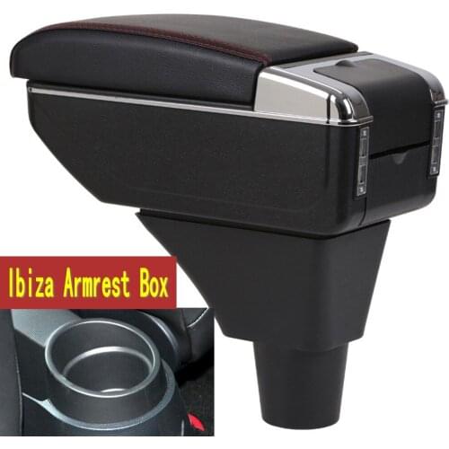 For Ibiza 6J Armrest Box Universal Car Central Armrest Storage Box cup holder ashtray modification accessories 2017