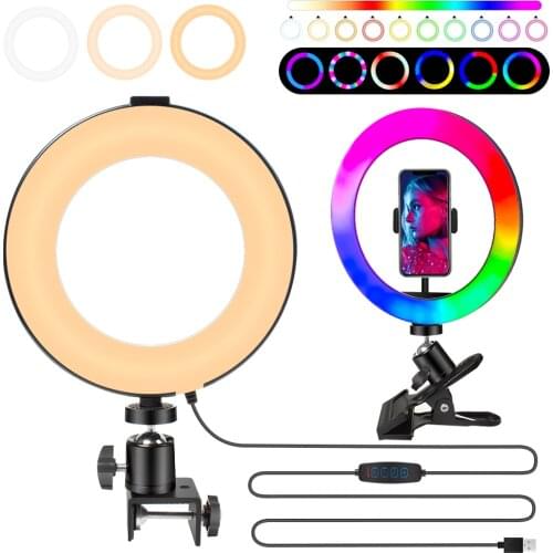 Portable Selfie Ring Light for Laptop Computer with Clamp Mount Desk Usb Led Ring Lamp Video Photography Conference Lighting Kit