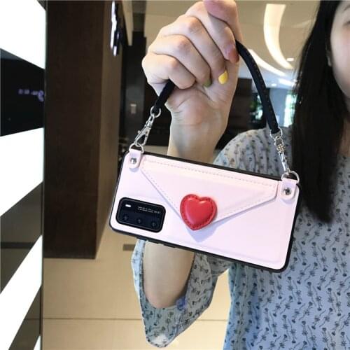 Luxury Fashion Cute Love Heart Card Slot Purse Handbag Leather Case Cover For Iphone 12 Mini 11 Pro XS Max XR X 8 7 6 6S Plus SE