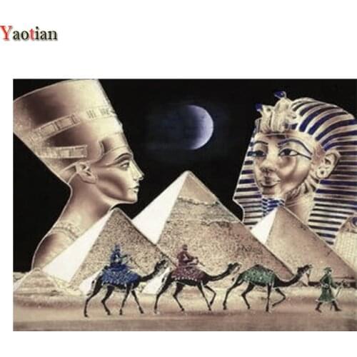 Diy diamond Moasic 5d diamond painting Egypt Pharaoh full Drill square rhinestone puzzle Pyramid Camel cross stitch Mosaic Art