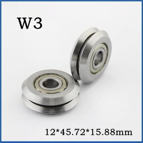 10pcs W groove guide wheel ball bearings W3 W3X RM3ZZ V / W groove pulley bearing 12*45.72*15.88 mm track roller bearing