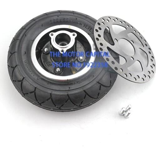 200 x 50 8 inch Electric Scooter tire with hub and Disc brake fit Gas Scooter Electric Scooter