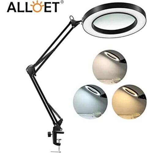 LED 6x Desk Lamp Reading Led Desk Beauty Makeup Light Magnifying Glass Cold Table Clamp Lamp Tattooing Light Beauty
