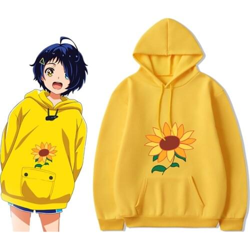 Anime Wonder Egg Priority Ai Ohto Cos Hoodies Women Sun Flower Pocket Same Paragraph Hooded Sweatshirt Aesthetic Kawaii Clothes