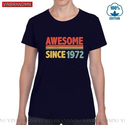Vintage 1972 T Shirt women Retro 1970s apparel Made in 1972 T-shirt 49 Years Old Birthday Party Gift Tee shirt Slim fit Tops Tee