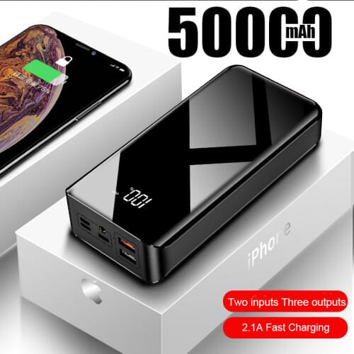 50000mAh Power Bank USB Outdoor Powerbank Portable External Battery With LED Display Portable Charger For Xiaomi For iPhone