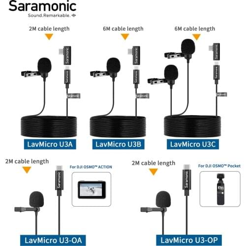Saramonic LavMicro U3 series clip-on omnidirectional microphone compatible for Android devices for interviews vlogs presentation