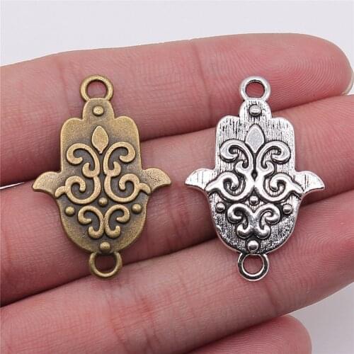 WYSIWYG 10pcs 34x23mm Charm Hamsa Hand Connector Hamsa Hand Connector For Jewelry Making Hand Connector Charms