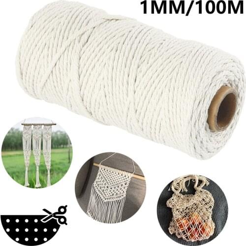 1mm Cord Rope Beige Twisted Craft Macrame Rope Twisted String Cotton Cord Natural Beige Rope DIY Home Wedding Accessories Gift