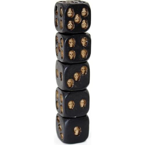 1Set/5 Pieces Black Skull Dices Skeleton Dice For Gaming Deluxe Devil Poker Dice Tower With Death Gambling Board Game Too