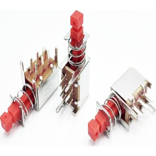 10pcs A03 PS-22F03 Key switch Channel self-lockless power switch 6pins Red