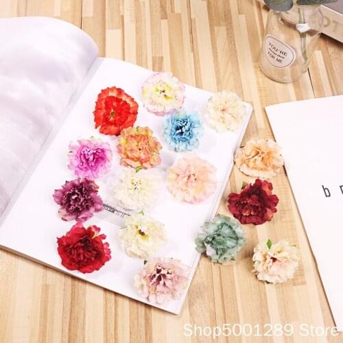 10pcs/lot 5cm High Quality Carnation Flower Head Silk Artificial Flower Wedding Decoration DIY Garland Craft Flower