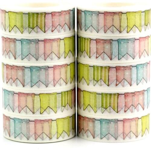 10 Pcs/Lot Cute Colorful Flags Washi Tapes Chevrons DIY Decor Scrapbooking Planner Adhesive Masking Tapes Kawaii Stationery