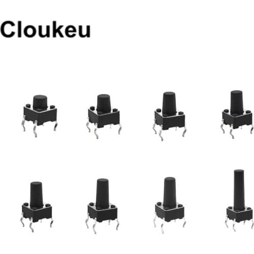 100Pcs DIP 4Pin 6*6 Tact switch Micro button switch 6x6x4.1/4.3/4.5/4.7/5/5.5/6/6.5/6.7/7/7.3/7.5/8mm
