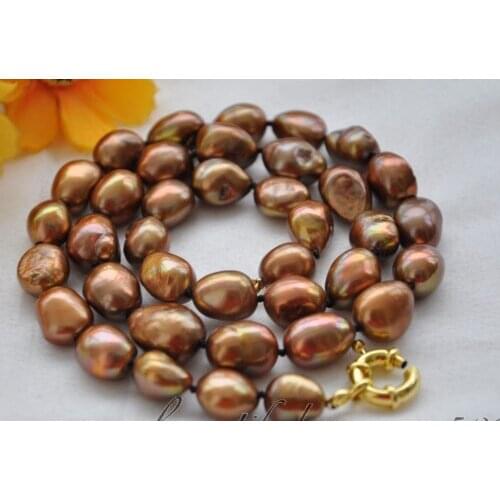 12-13mm genuine natural south sea chocolate pearl necklace 18"