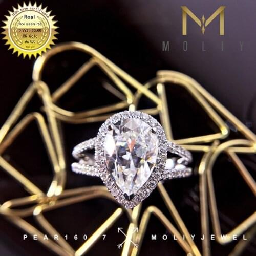 18K goldr ring 1ct D VVS moissanite ring Engagement&Wedding Jewellery with certificate 0054