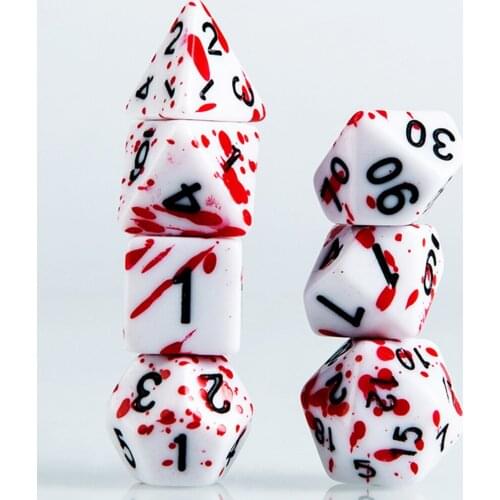 7Pcs Acrylic Dices Blood Dices Role Playing Game Dices Blood Splatter Dices Role Playing Game Dices Party Supplies