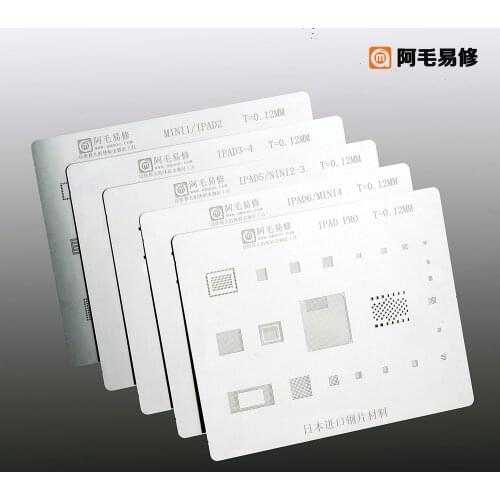 Amaoe BGA Reballing Stencil Kit 0.12mm Thickness Tin Mesh Solder Template for iPad 2 3 4 5 6 Mini 1 2 3 4 Pro