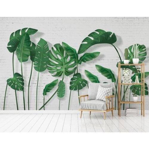 XUE SU Customized large mural wallpaper modern minimalist small fresh tropical leaves TV background wall covering