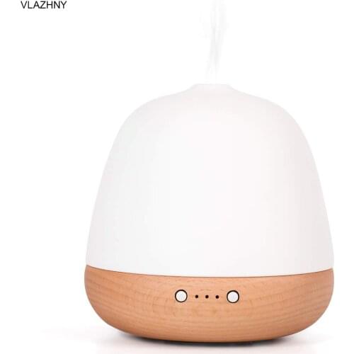 Essential Oil Diffuser Mia 180ML handmade Ceramic&Beech Wood Aromatherapy Aroma Diffuser with adjustable mist mode&night light