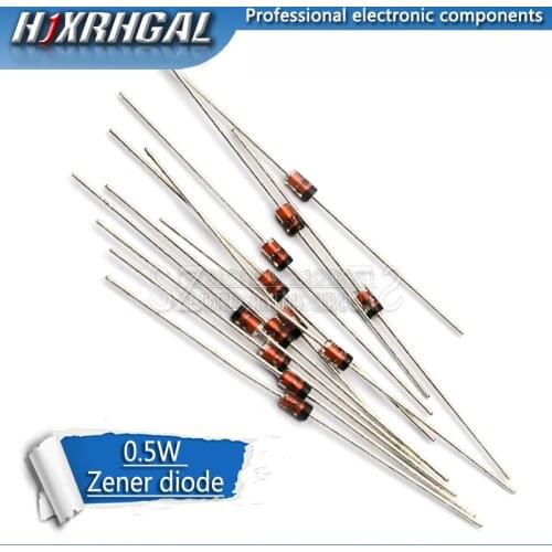 100pcs 0.5W Zener diode 500MW DO-35 1/2W BZX55C 2.4V 2.7V 3V 3.3V 3.6V 3.9V 4.3V 4.7V 5.1V 5.6V 6.2V 6.8V 7.5V 8.2V 9.1V 10V