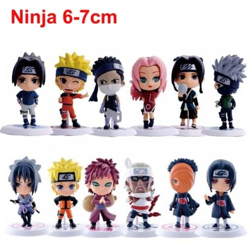 6Pcs/7cm Q Version Ninja Model Uzumaki Kakashi Japan Anime PVC Action Figure Sakura Obito Gaara Doll Vinyl Collectible Gift Toys