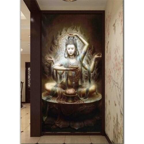 Beibehang Custom living room bedroom three-dimensional oil painting porch wallpaper Dunhuang dance fairy porch background wall