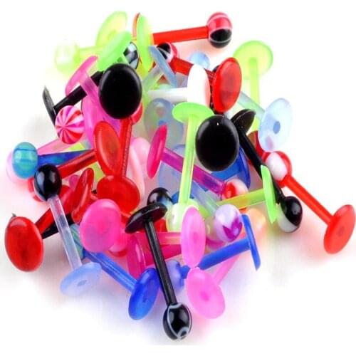 Hot Selling 5pcs Mix Color Acrylic Labret Lip Body Piercing Fashion Punk Jewelry For Women Men Wholesale