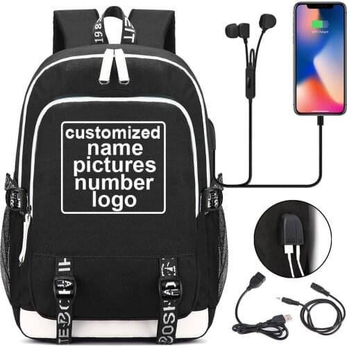 Customized Print DIY Your like Photo or Logo Boy Girl Kids Book Bags Women Bagpack Teenagers Canvas Men Travel Laptop Backpack
