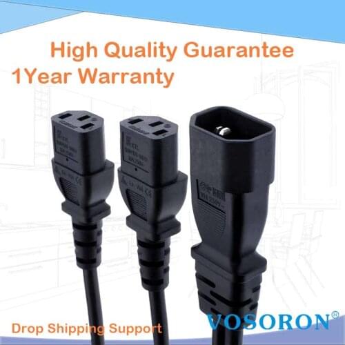 Power Y Type Splitter Adapter Cable Single IEC 320 C14 Male to Dual C13 Female Short Cord for Computer host display