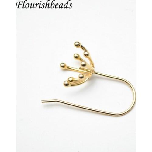 Real Gold Plated Metal Earring Hooks DIY Jewelry Making Supplies Fit Beads 30pc Per Lot
