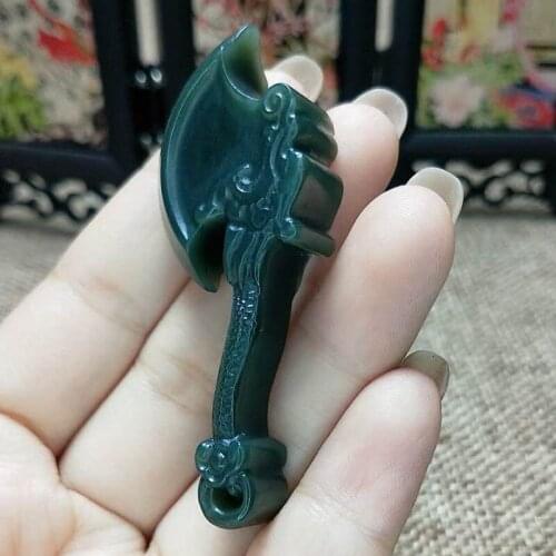 Natural Hetian Jade Pendant with Small Axe Can Be Worn By Men and Women Fine Jewelry