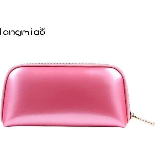 Longmiao High Quality Patent Leather Handbags Sweet Candy Color Coin Purse Mini Bags Zipper Clutches Phone Pocket