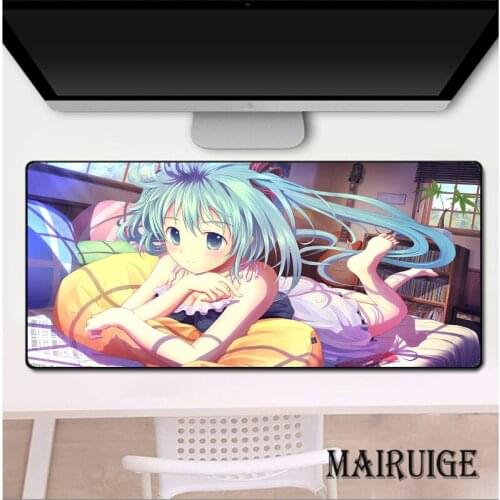 Mairuige Anime Girl with Long Hair Gaming Computer Large Mouse Pad Gamer Locking Edge Keyboard XXL DeskMat Keyboard PC MiceMats