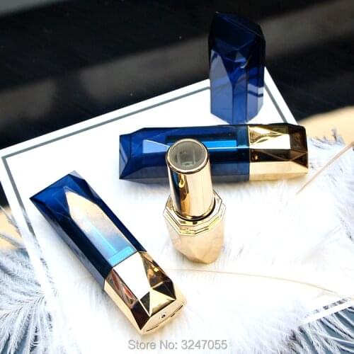 50pcs/lot 12.1mm Cute Creative Empty Lipstick Tube, Plastic Empty Blue Lip Balm Container, DIY Top Quality Lip Rouge Container