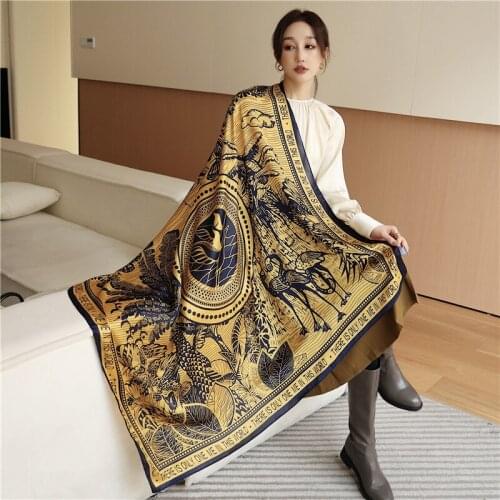 90*90cm silk scarf for wome fashion luxury brand design wrinkled soft satin thin shawl scarf square neck scarf bag accessories