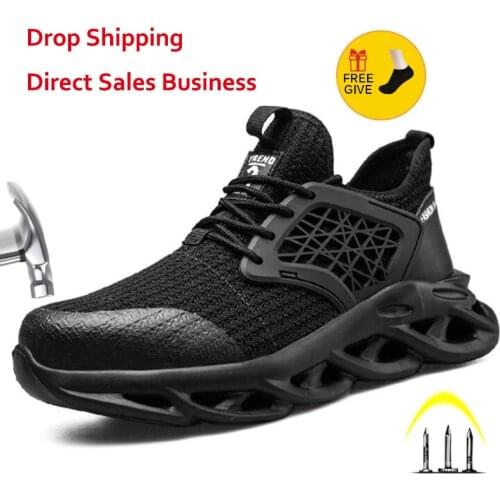 Mens Outdoor Breathable Mesh Steel Toe Anti Smashing Safety Shoes Mens Light Puncture Proof Comfortable Work Shoes Safety Boot