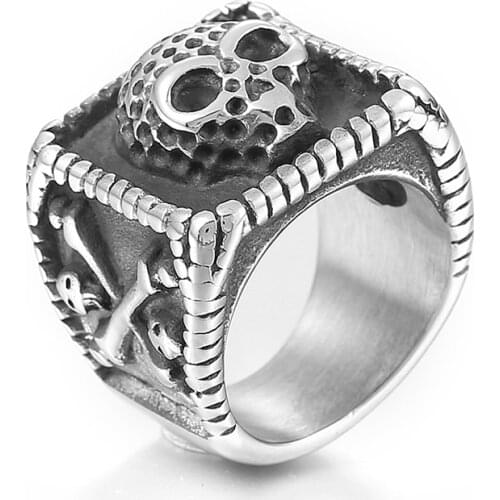 Johnny Hallyday Rings Vintage Stainless Steel Ring Skeleton Punk Style Party Halloween Jewelry Accessories Man Finger Ring