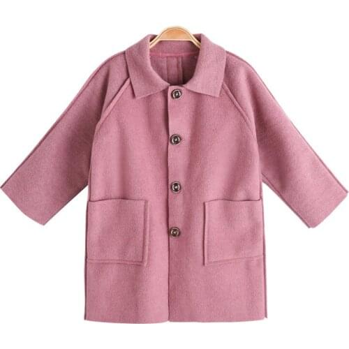 Overcoats Clothes For Children Girl Winter Coats Kids Jacket Girls Baby Fashion Woolen Princess Outerwears Students Solid 2020