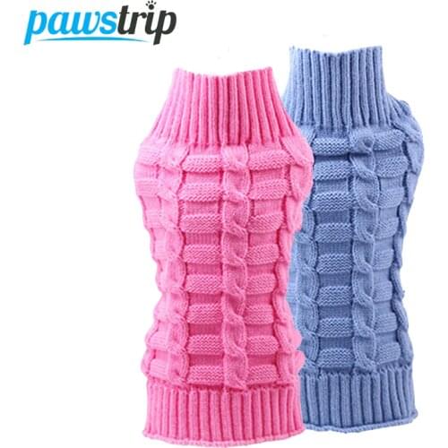 Pawstrip 8 Colors Knitted Dog Clothes Warm Small Dog Jumper Winter Dog Sweater Coat Turtleneck Warm Cat Sweater Clothing XS-XL
