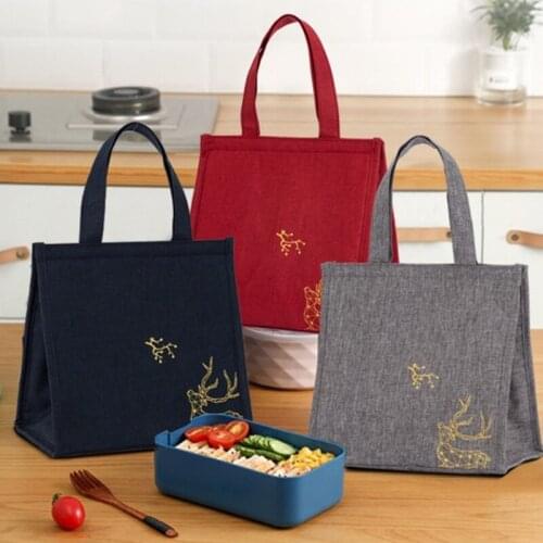 Portable Bento Box Lunch Bags Picnic School Cooler Dinner Container Fashion Canvas Thick Aluminium Food Storage Handbags
