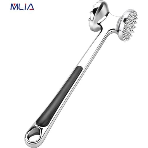MLIA Profession Meat Hammer Portable Loose Tool Meat Tenderizer Needle Dual-Sided Meat Mallet with Rubber Comfort Grip Handle